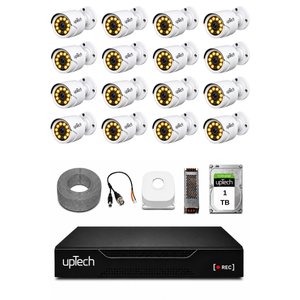 Uptech Full Hd 16 Kameralı Gece Renkli Görüş Su Geçirmez Güvenlik Kamera Seti 1 Tb Hdd 2239
