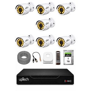 Uptech Full Hd 7 Kameralı Gece Renkli Görüş Su Geçirmez Güvenlik Kamera Seti 1 Tb Hdd 2239