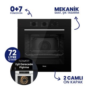 Flowart Turbolu Siyah Cam Ankastre Set ( Kaymaz Döküm Izgara ) Qbl62cs - Sc205 - D086sa