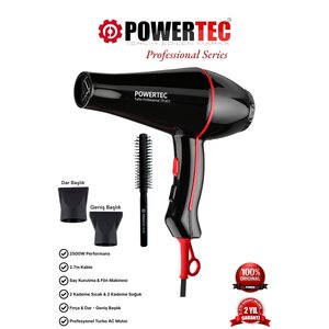 Tr-601 Profesyonel Fön Makinesi & Saç Kurutma + Profesyonel Fön Fırçası | Siyah