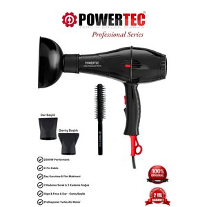 Tr-701 Profesyonel Fön Makinesi + Hacimlendirici Difüzör Başlık + Profesyonel Fön Fırçası | Si̇yah