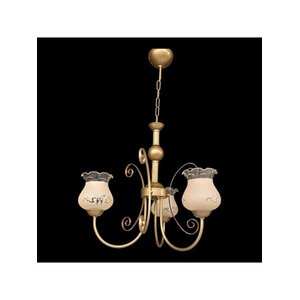 Üçlü Fi̇ski̇yeli̇ Avi̇ze Eski̇tme Stati̇k Boyali Metal Top Detayli Somon Rengi̇ Desenli̇ Camli