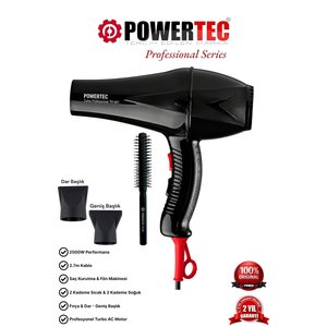 Tr-901 Turbo Profesyonel Fön Makinası + Berber Fön Fırçası | Siyah