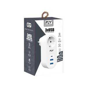 Fly-3400-01 Akım Korumalı.1 Li Priz 2-usba 1-c Soket 2.1a 10a 2500w
