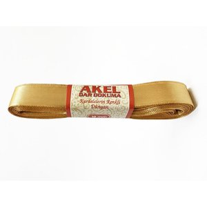 Dar Dokuma Altın Gold Saten Kurdele - 1 Cm. X 10 Metre - 5 Adet