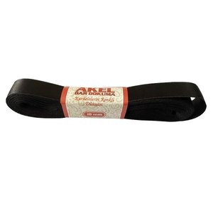 Dar Dokuma Siyah Saten Kurdele - 1 Cm. X 10 Metre - 3 Adet