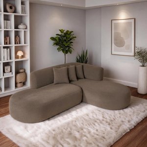 İnarch Dizayn Risha Oval Hatlı Modern L Köşe Koltuk Mocha