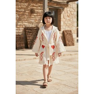 %100 Organik Pamuk El İşçiliği Taş Baskı Çocuk Bornozu - Baby - 5-6 Yaş 5-6 Yaş