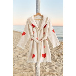 %100 Organik Pamuk El İşçiliği Taş Baskı Garson Boy Bornoz - Lovely - 9-10 Yaş 9-10 Yaş