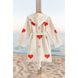 %100 Organik Pamuk El İşçiliği Taş Baskı Garson Boy Bornoz - Lovely - 9-10 Yaş 9-10 Yaş