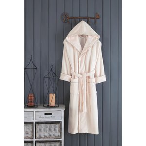 Biyeli Kapüşonlu Bambu Bornoz - Krem - 3xl 3XL