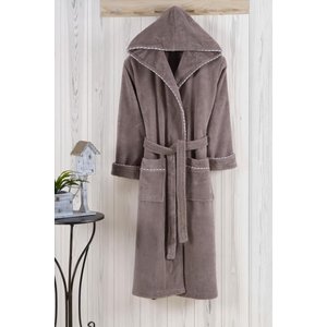 Biyeli Kapüşonlu Bambu Bornoz - Kahve - 3xl 3XL