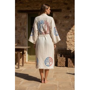 Organik %100 Pamuk Kimono Yaka Sabahlık Bornoz - Dualis - S/m S/M