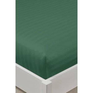 %100 Pamuk Saten Stripe Battal Boy Lastikli Çarşaf Takımı 180x200+30 Cm 2 Yastık Kılıflı - Yeşil Yeşil