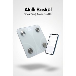 Dijital Baskül Fitscale Bluetooth Beyaz Vücut Analiz Tartısı