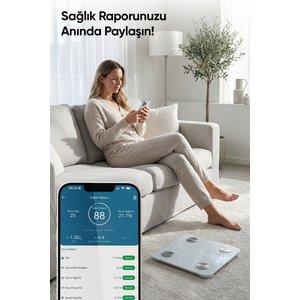 Dijital Baskül Fitscale Bluetooth Beyaz Vücut Analiz Tartısı