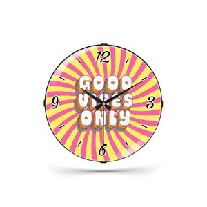 Retro Renkli Salon Duvar Saati 36 Cm Funky Güneş Desenli Bombeli Mutfak Saati Muyi̇ka- Güneş
