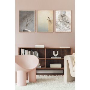 Duvar Panosu Seti Çerçeveli Ahşap Wabi-sabi Doğal Taş Katmanlı - 3'lü Takım Salon Tablosu 50x35 cm
