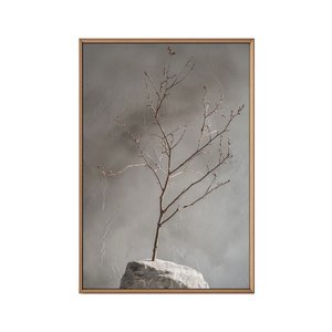Duvar Panosu Seti Çerçeveli Ahşap Wabi-sabi Doğal Taş Katmanlı - 3'lü Takım Salon Tablosu 50x35 cm