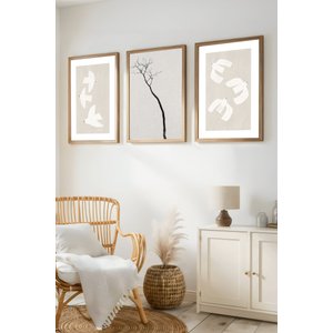 Dekoratif Duvar Tablosu Seti Ahşap Çerçeveli Estetik Yatak Odası Antre Panosu - 3'lü Kombin 35x50 cm