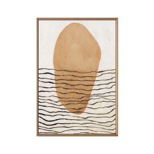 Ahşap Çerçeveli Tablo Seti Wabi Sabi Tasarım Minimalist Amorf Lekeli Kontrast Çizgili - 2'li Dekoratif Set 35x50 cm