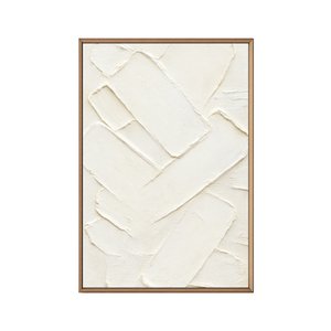 Ahşap Çerçeveli Tablo Seti Wabi Sabi Tasarım Minimalist Amorf Lekeli Kontrast Çizgili - 2'li Dekoratif Set 35x50 cm