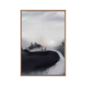 Duvar Tablosu Dekoratif Ahşap Çerçeveli Wabi-sabi Stil Botanik Yaprak Figürlü - Modern Salon Tablosu 2'li Kombin Set 35x50 cm