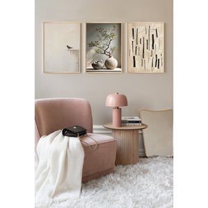Duvar Panosu Seti Çerçeveli Ahşap Japandi Soyut Çizgi Yüz İllüstrasyonu - 3'lü Takım Salon Tablosu 50x70 cm
