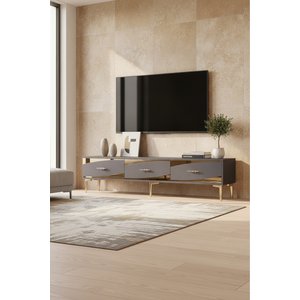 Tsa1813ag - Eli̇pszh Tv Stand, Tv Sehpasi Antrasi̇t - Gold 180cm Antrasit Gold