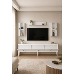 Tvrb8001b Julzh Tv Sehpasi, Tv Üni̇tesi̇ Takimi Beyaz 180 Cm Beyaz
