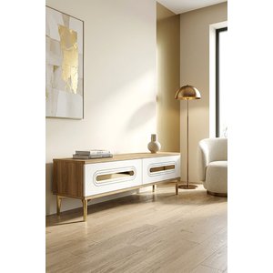 Tsa1220dbg - Ranytv120 Tv Stand, Tv Sehpasi Safi̇rmeşe - Beyaz - Gold 120cm Safirmeşe-Beyaz-Gold