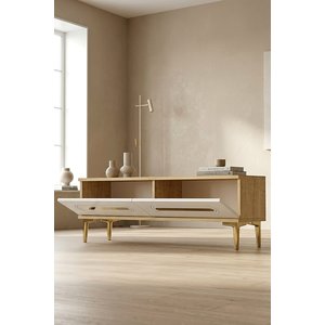 Tsa1220dbg - Ranytv120 Tv Stand, Tv Sehpasi Safi̇rmeşe - Beyaz - Gold 120cm Safirmeşe-Beyaz-Gold