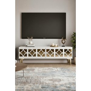 Tsa1236bg - Öztv120 Tv Stand, Tv Sehpasi Beyaz - Gold 120cm Beyaz gold