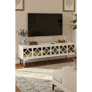 Tsa1236bg - Öztv120 Tv Stand, Tv Sehpasi Beyaz - Gold 120cm Beyaz gold