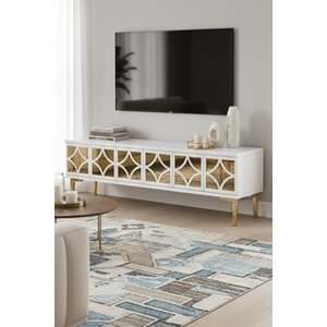 Tsa1236bg - Öztv120 Tv Stand, Tv Sehpasi Beyaz - Gold 120cm Beyaz gold