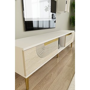 Tvr1502btg Meyra Tv Üni̇tesi̇ Takimi Beyaz-traverten-gold 150cm Beyaz-Traverten-Gold