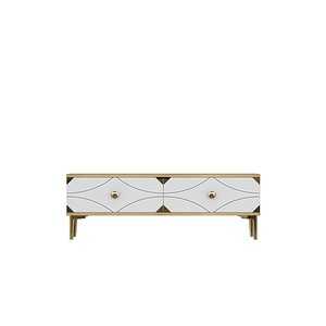 Tsa1297dbg - Alfa Tsa120 Tv Stand, Tv Sehpasi, Tv Üni̇tesi̇ Safi̇rmeşe - Beyaz - Gold 120cm Safirmeşe-Beyaz-Gold