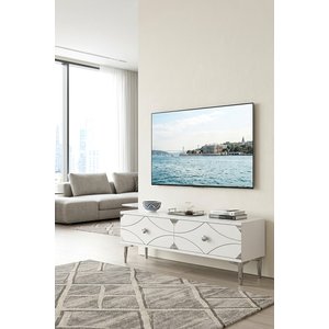 Tda1297bs - Alfa120 Duvara Montaj Tv Stand, Tv Rafi, Tv Sehpasi Beyaz - Silver 120cm Beyaz Silver