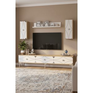 Tvr1897dbs - Alfa Tvr180 Tv Üni̇tesi̇ Takim , Tv Sehpasi Safi̇rmeşe - Beyaz - Silver 180cm Safirmeşe -Beyaz- Silver