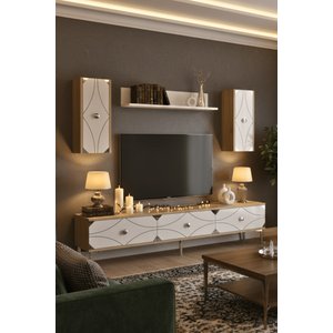 Tvr1897dbs - Alfa Tvr180 Tv Üni̇tesi̇ Takim , Tv Sehpasi Safi̇rmeşe - Beyaz - Silver 180cm Safirmeşe -Beyaz- Silver