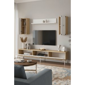 Tvr1897dbs - Alfa Tvr180 Tv Üni̇tesi̇ Takim , Tv Sehpasi Safi̇rmeşe - Beyaz - Silver 180cm Safirmeşe -Beyaz- Silver