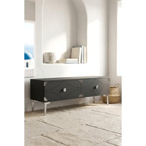 Tsa1297as - Alfa Tsa120 Tv Stand, Tv Sehpasi, Tv Üni̇tesi̇ Antrasi̇t - Silver 120cm Antrasit Gümüş