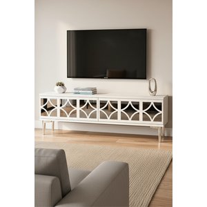 Tsa1236bs - Öztv120 Tv Stand, Tv Sehpasi Beyaz - Silver 120cm Beyaz Silver