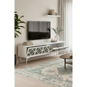Tsa1236bs - Öztv120 Tv Stand, Tv Sehpasi Beyaz - Silver 120cm Beyaz Silver