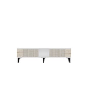 Tsa1502bt - Corsatv150 Tv Stand, Tv Sehpasi Beyaz-traverten Kapak 150cm Beyaz-Traverten Mermer