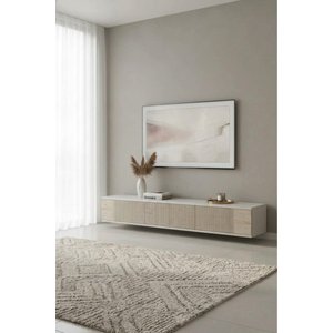 Tda1803bt - Corsazh Duvara Montaj Tv Stand Beyaz - Traverten 180cm Beyaz-Traverten Mermer