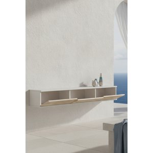 Tda1803bt - Corsazh Duvara Montaj Tv Stand Beyaz - Traverten 180cm Beyaz-Traverten Mermer