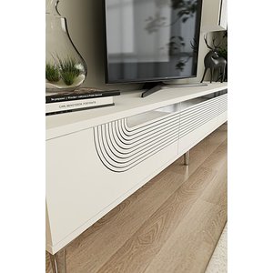 Tsa1805bs - Meyrazh Tsa180 Tv Stand, Tv Sehpasi Ve Tv Üni̇tesi̇ Beyaz-silver 180cm Beyaz Silver