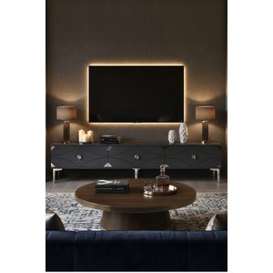 Tsa1897as - Alfa Tsa180 Tv Stand, Tv Sehpasi Ve Tv Üni̇tesi̇ Antrasi̇t - Silver 180cm Antrasit Gümüş
