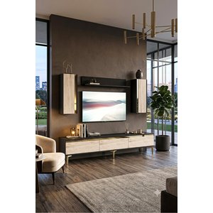 Tvr1898atg Anka Tv Üni̇tesi̇ Takimi Antrasi̇t - Traverten - Gold 180cm Antrasit-Traverten-Gold